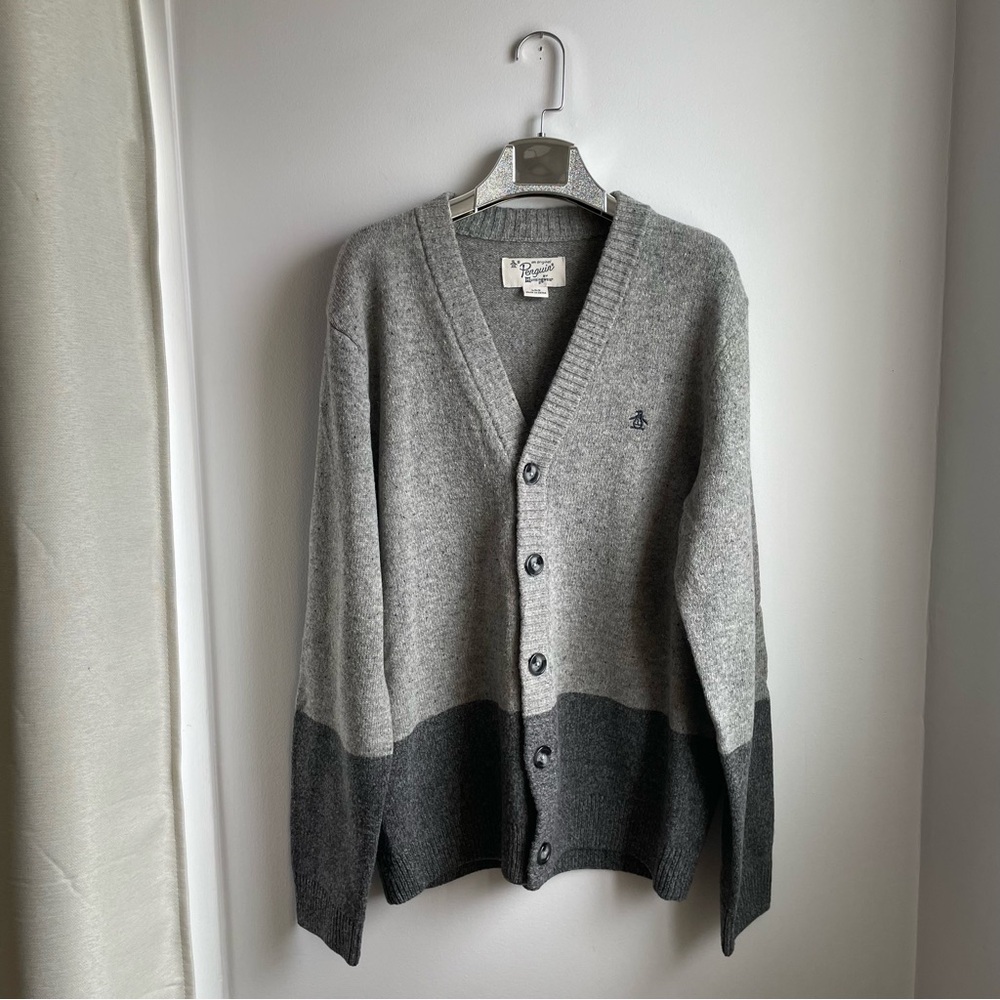 Lambswool Knit Vest Grey Colorblock by Penguin Musingwear size L